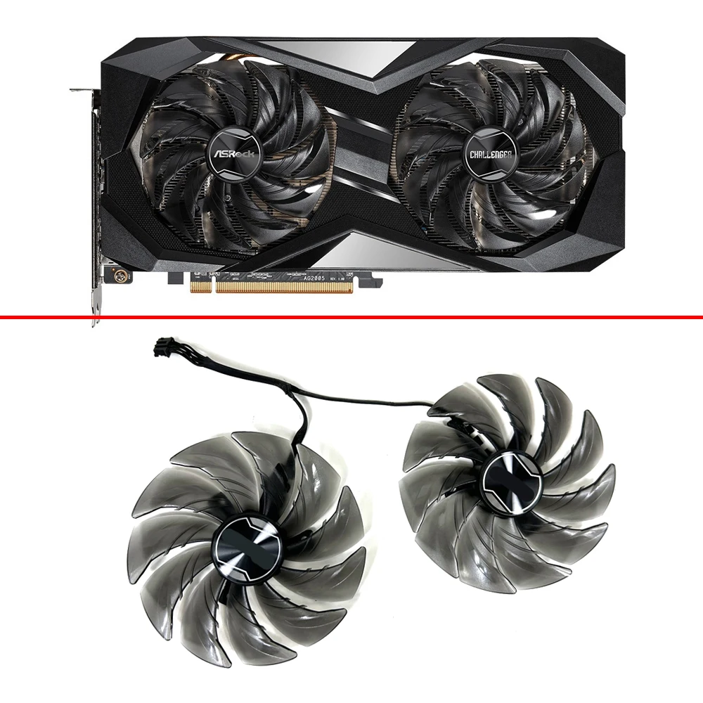 Ventilador de Refrigeração para Asrock Radeon rx 6600 xt Challenger 95 mm Fdc10u12s9-c Dc12v 045amp 4pin Rx6600xt Cld 8go Rx6700 xt Unidades por Conjunto