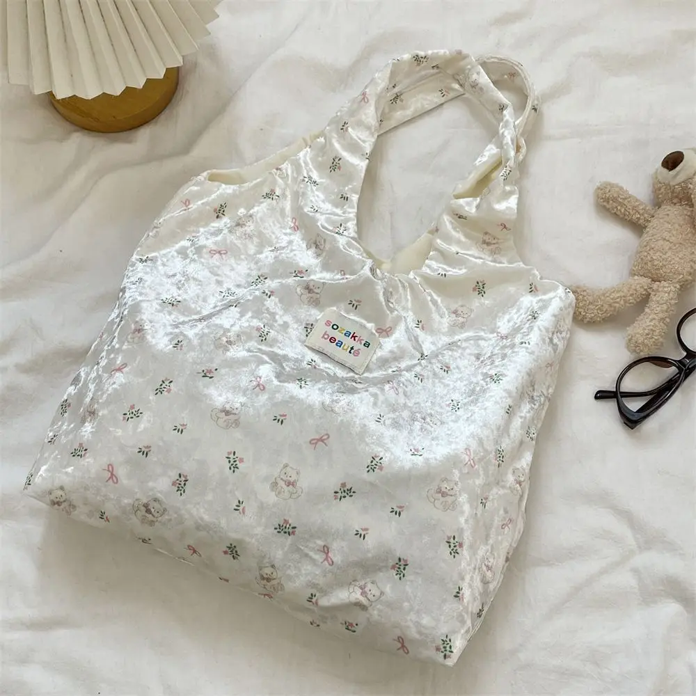 JIAERDI Sweet Bear Printed Large Capacity Tote Bag Handbag Women New Kawaii Shine Underarm Bag Purse Ladies Vintage Bags Y2k