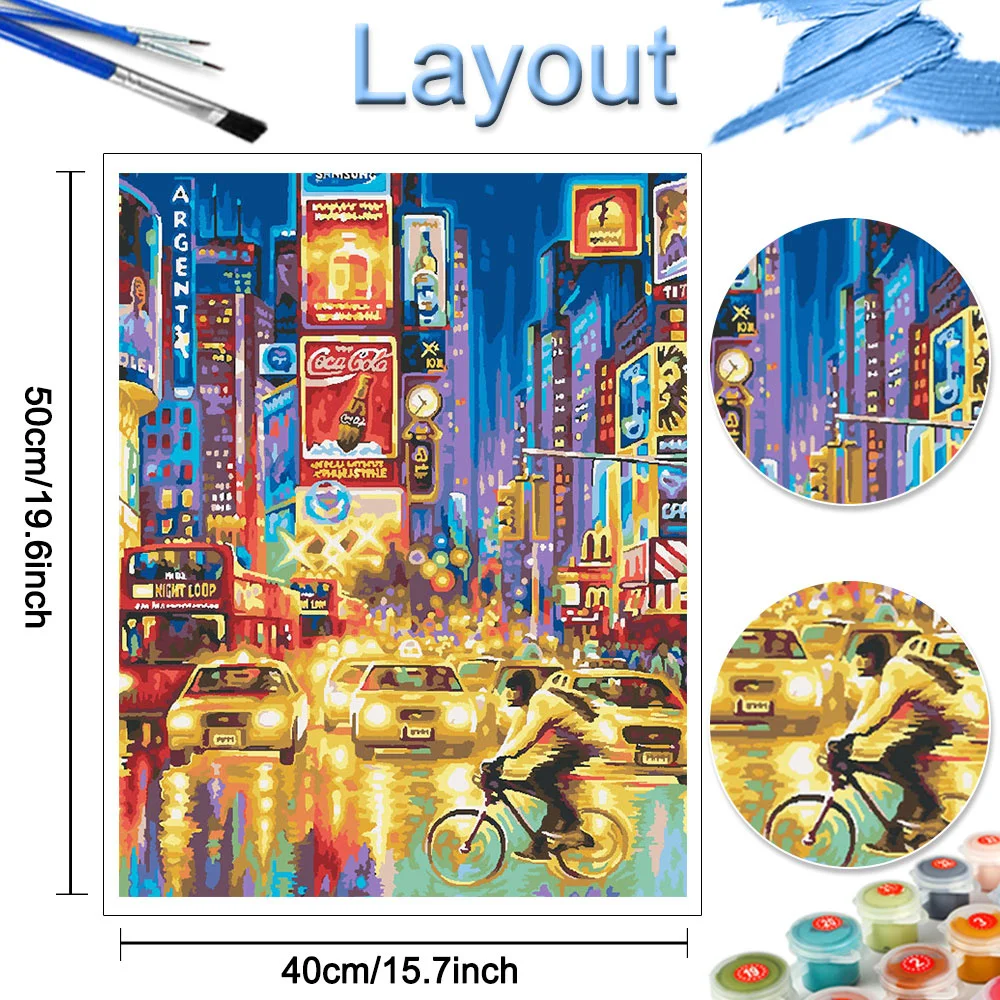 Painting by Numbers Kits HUACAN Landscape City Hand Paint Canvas Tower Flower Home Decoration DIY Gift