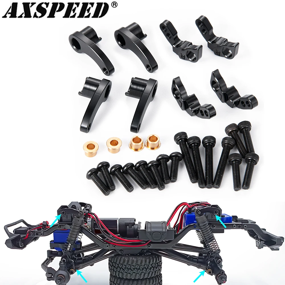 AXSPEED CNC Aluminum Shock Flex Blades Damper Adjustable Mount +1/4" Lift Kit for 1/18 RC Crawler TRX4M Upgrade Parts