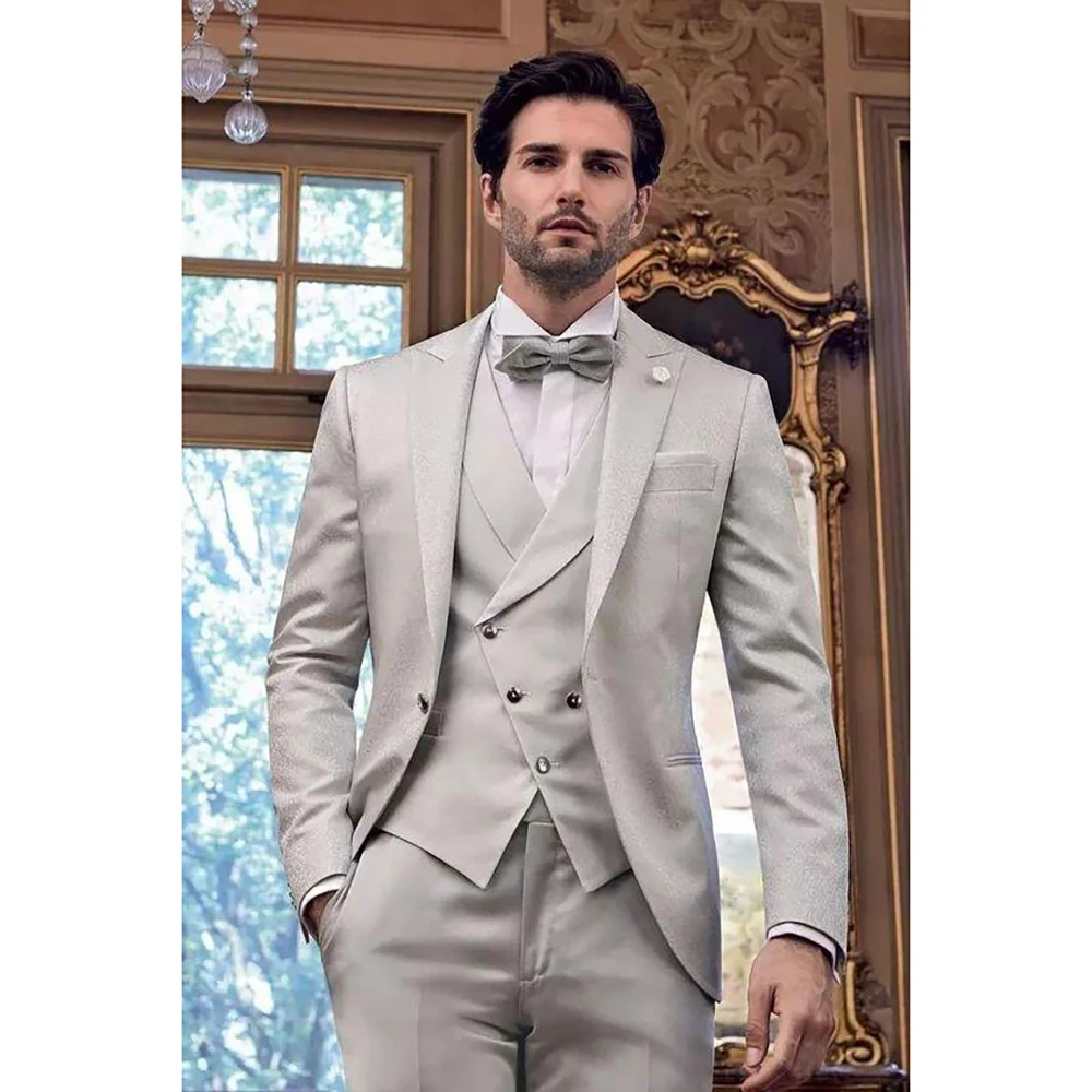 Men's Three-Piece Grey Single Breasted Suit