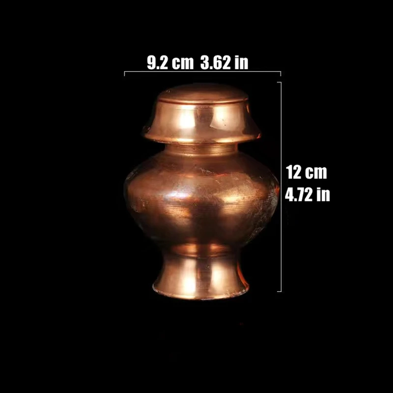 Tibetan Mini Mani Bottle Pure Copper Handicraft Buddhism Polishing Tantric Spices Storage Bottle Home Gift Desktop Decorative
