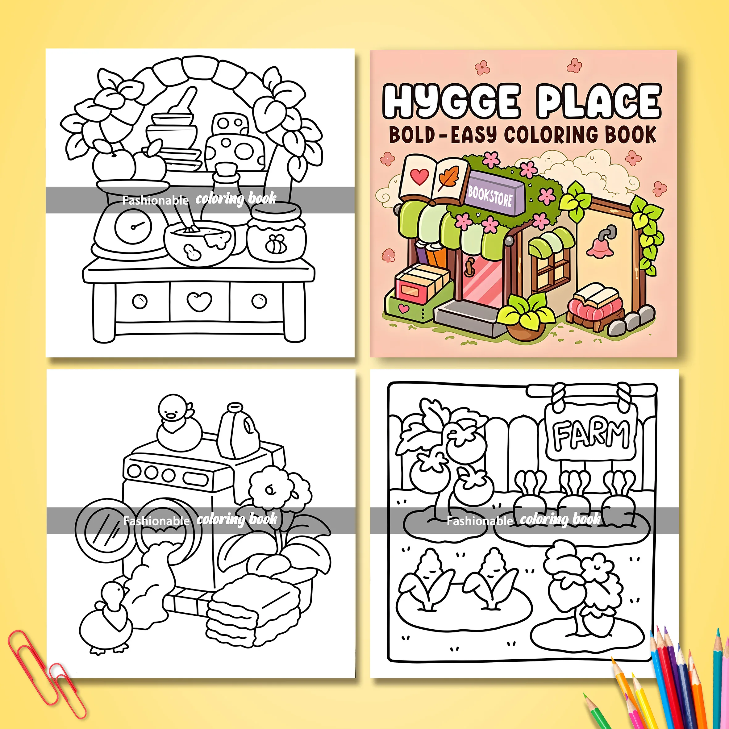 HYGGE PLACE: Coloring Book for Adults Featuring Cute Cozy Daily Activities for Relaxation (Cozy Spaces Coloring) 4