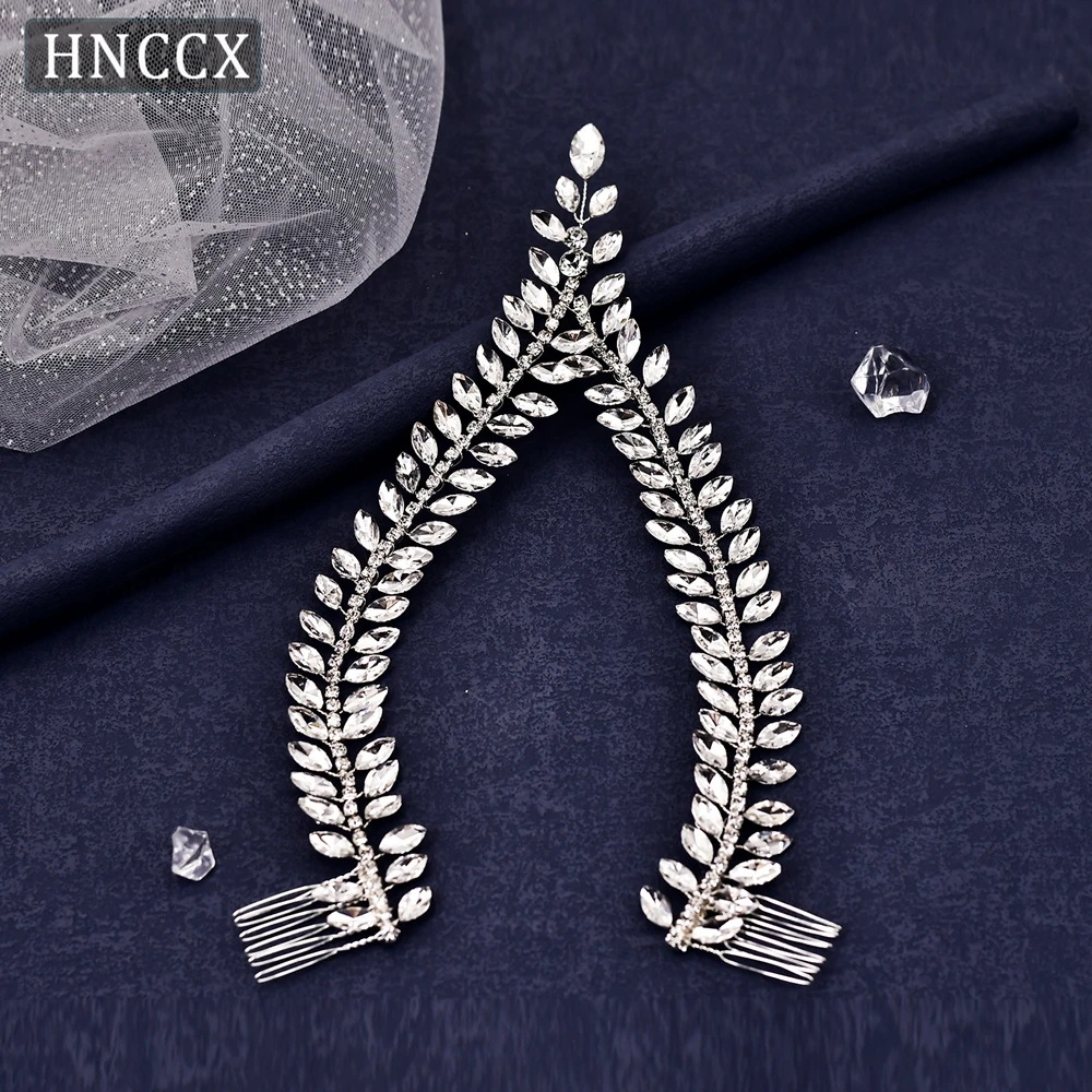 

HNCCX Wedding Forehead Headband Handmade Rhinestone Bridal Tiara Bride Head Piece with Combs Wedding Hair Accessories CP529