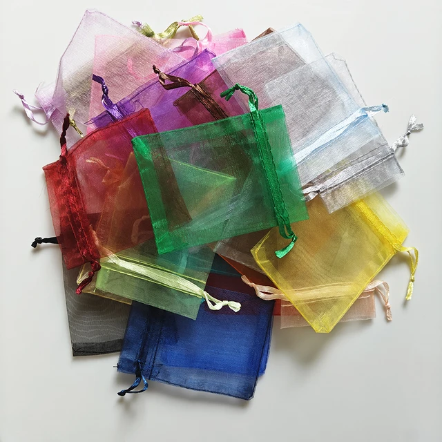 25/50/100 pièces sac cadeau en Organza pochettes à cordon multicolores pour sac de bijoux de bonbons emballage sacs cadeaux de mariage sac en Organza 2