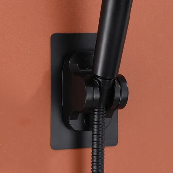 Staffe per supporto per soffione doccia Supporto regolabile per montaggio a parete con ventosa nera per accessori da bagno senza supporto per trapano da bagno 1
