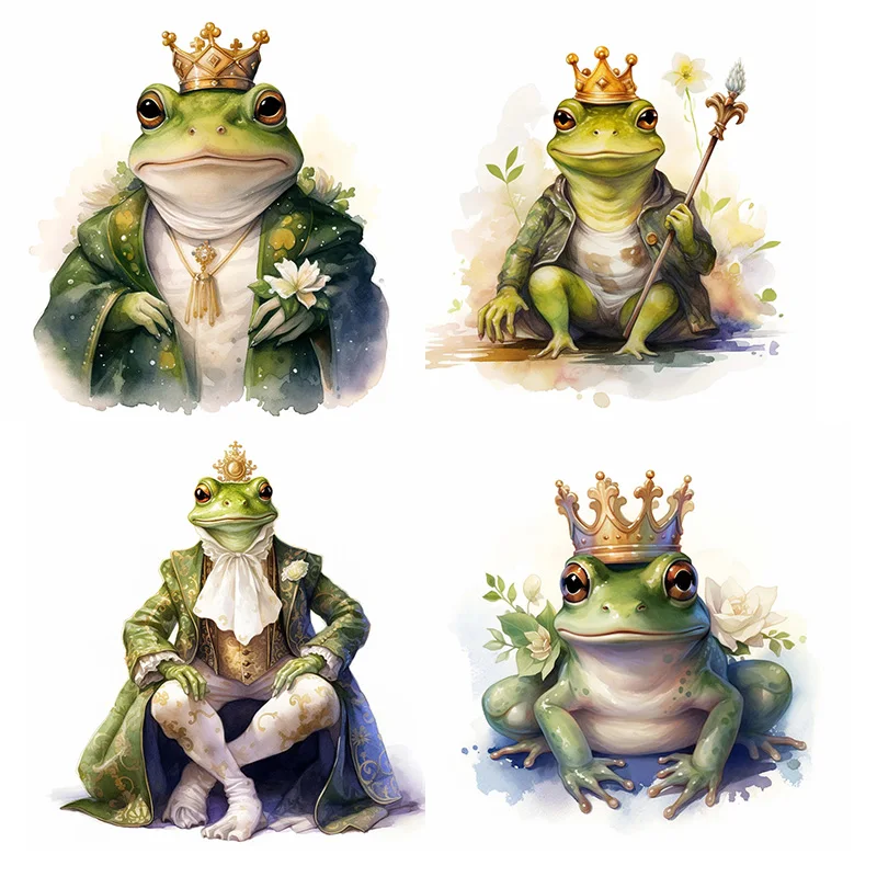 Watercolor Frog Prince 1pc Toilet Stickers,Wall Decal Removable, Reusable Vinyl Car Sticker for Toilet Lid, Bathroom Decor