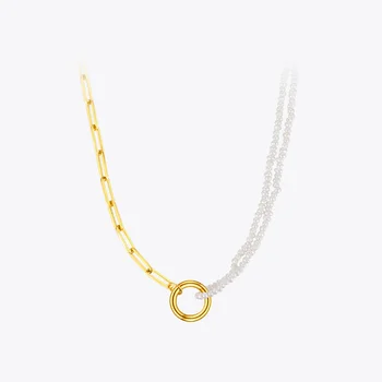 ENFASHION Vintage Chain With Natural Pearl Necklaces Stainless Steel Gold Color Pendant Necklace Fashion Jewelry Collares P3188 1