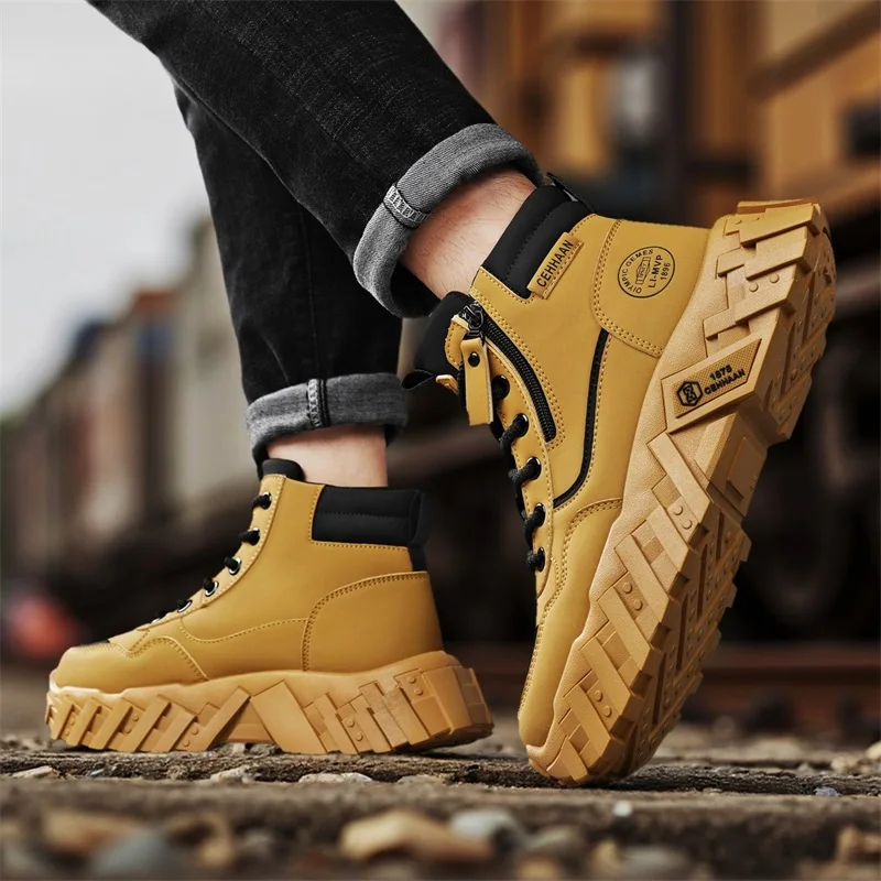 Botines altos de hombre para invierno con forro casuales_voghion.com
