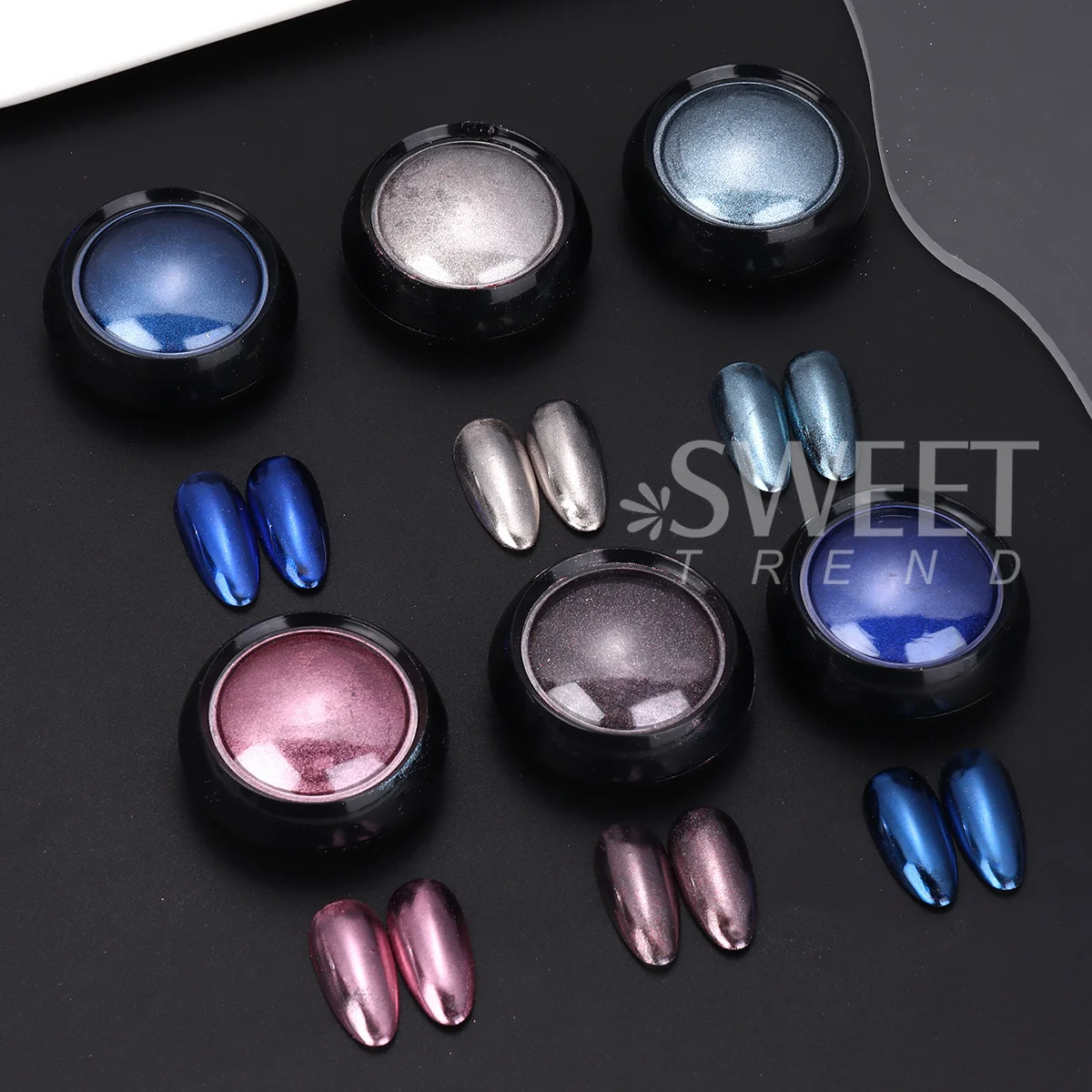 6pcs Metallic Pigment Nail Glitter Powder Magic Mirror Y2K Gold Silver Red Nail Decoration Flash Chrome Dust Manicure Accessory