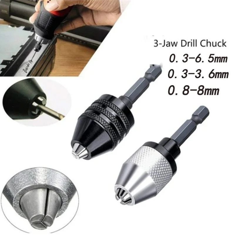 

Quick change hex adapter impact driver adapter hexagonal 1/4" keyless drill bit shank mini drill chucks 0.5-8 mm multi tool.