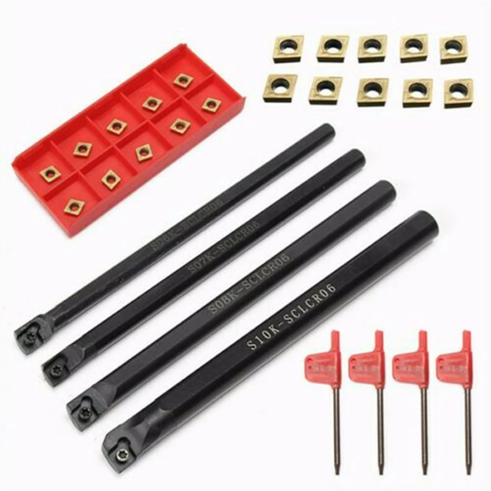 

4 Set Shank Metal CNC Lathe Turning Tool Boring Bar With Carbide Inserts For Various Processing Environments Tool Accessories