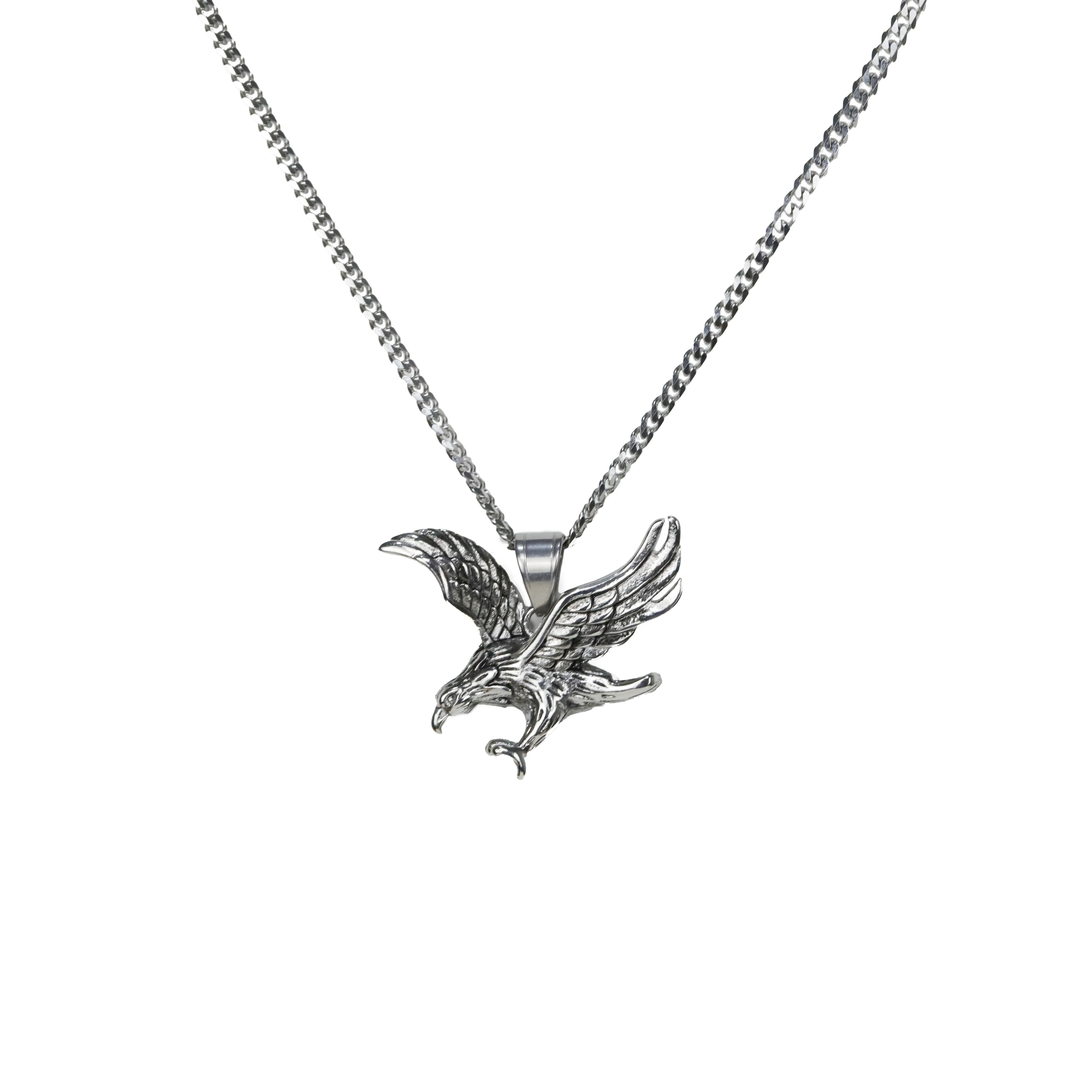 Water Proof 316L Stainless Steel Eagle Necklace Men Cuba Chain Pendant Gold Color Necklaces & Pendants For Men Jewelry