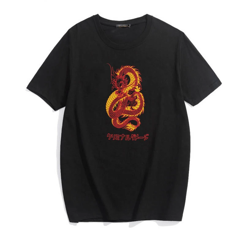 Women T-shirts Streetwear Tops Ulzzang Harajuku Vintage Chinese Dragon Print Short Sleeve Oversized T Shirt Female Clothing cheap graphic tees Tees