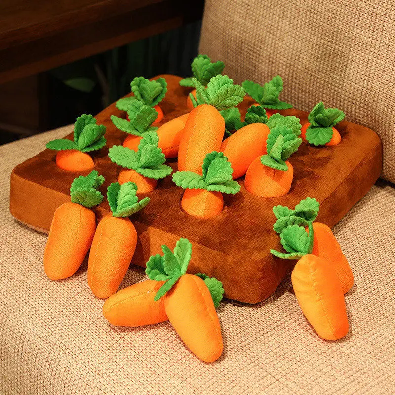 

Funny Carrot Plush Toy Snuffle Mat Pull Out Radish Vegetable Field Doll Parent Child Interaction Educational Toys for Kids