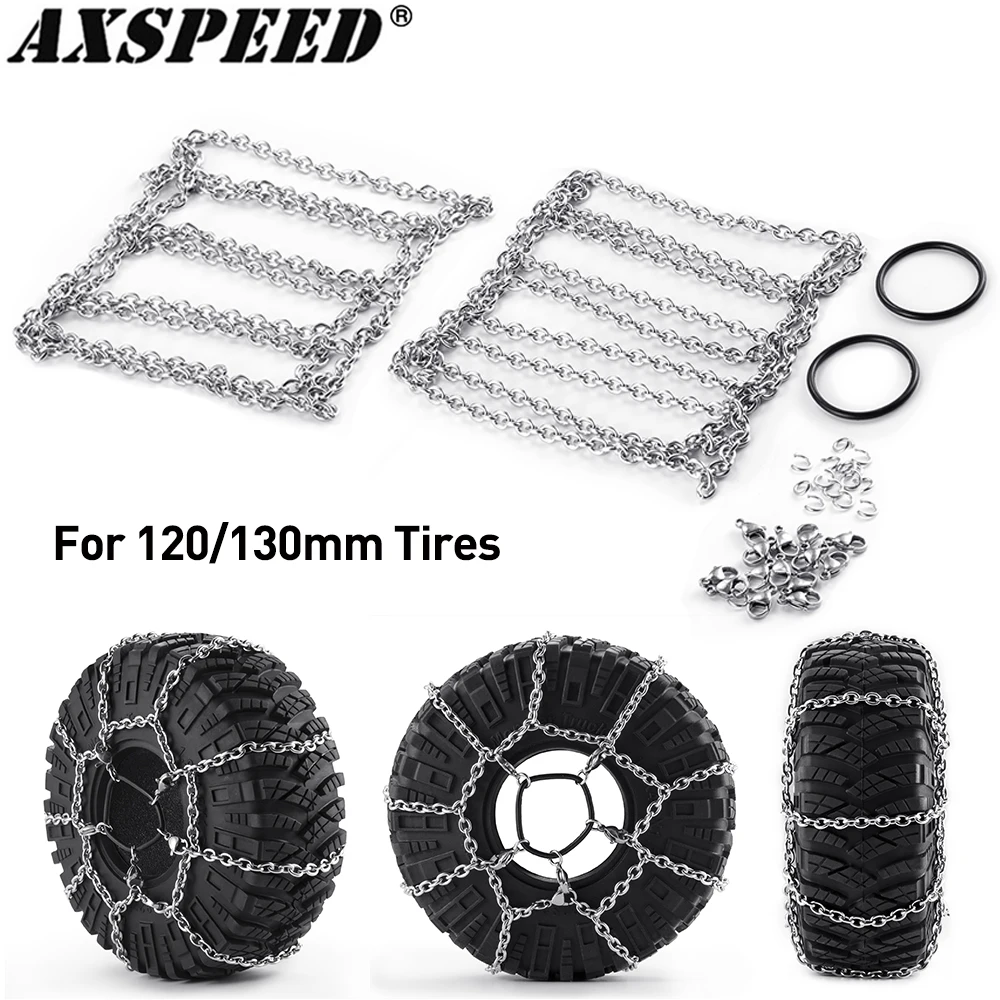 

Металлическая цепь для снега AXSPEED, противоскользящие цепи для шин 1,9 2,2 дюйма, Радиоуправляемый гусеничный автомобиль, Axial SCX10 Wraith D90 TRX4 TRX6 Tamiya CC01