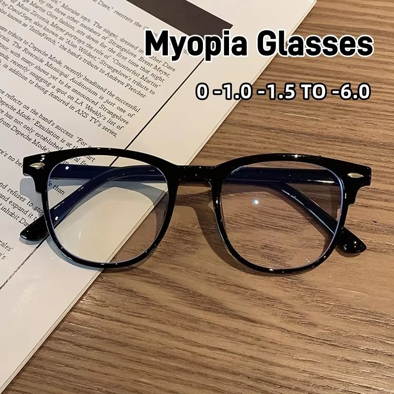 Mode Retro Myopie Gläser für Frauen Männer Platz Transparente Brillen Retro Minus Dioptrien Brillen Optische Verordnung