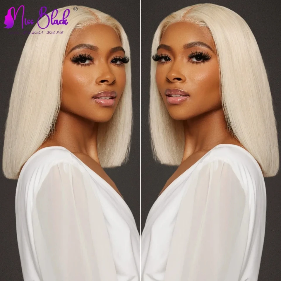 

13x4 Glueless Lace Frontal Short Bob Wigs 613# Blonde 10 12 Inch Wigs Colored Brazilian Wigs 150% Density For All Fashion Woman