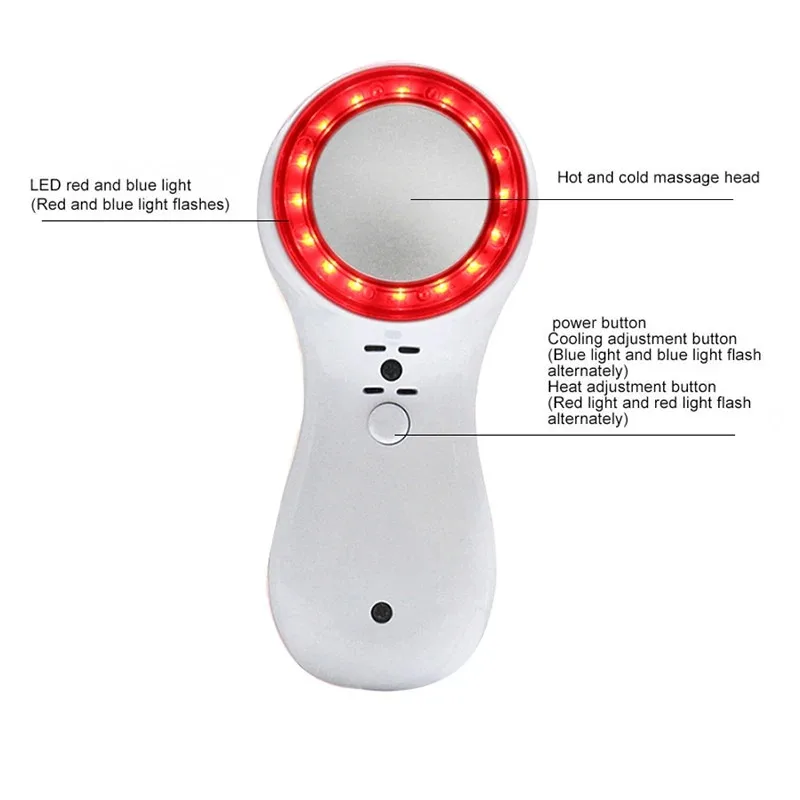 2025 Hot Cold Hammer Facial Skin Lifting Tighten Beauty Machine Skin Tag Removal Led Red Blue Light Rejuvenation Massage Device