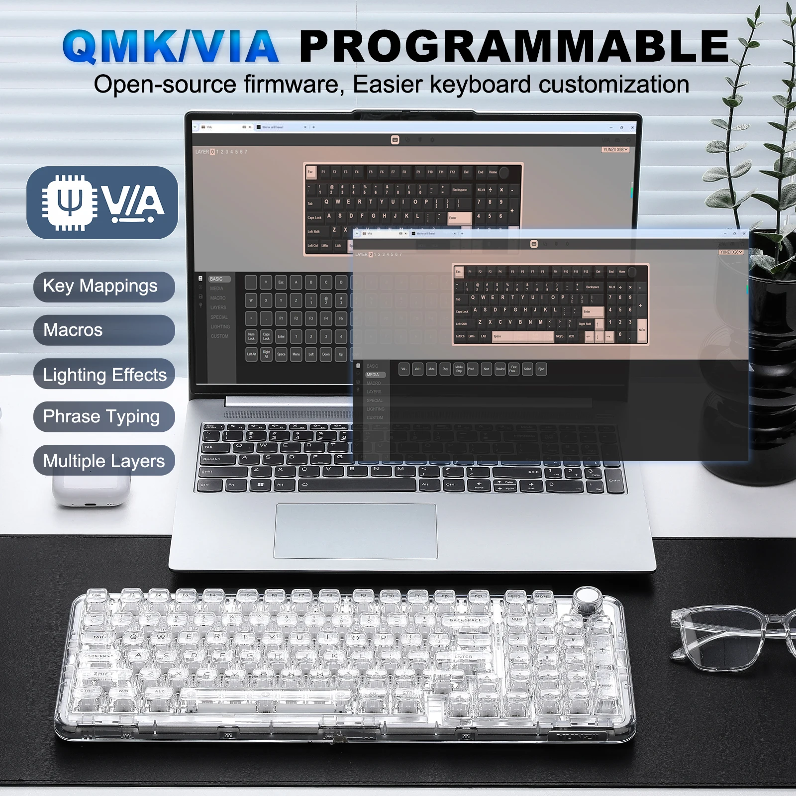 ★美品★ YUNZII X98 メカニカルキーボード 組立て済キーボード Amazon | YUNZII YZ98 99 キー メカニカル キーボード