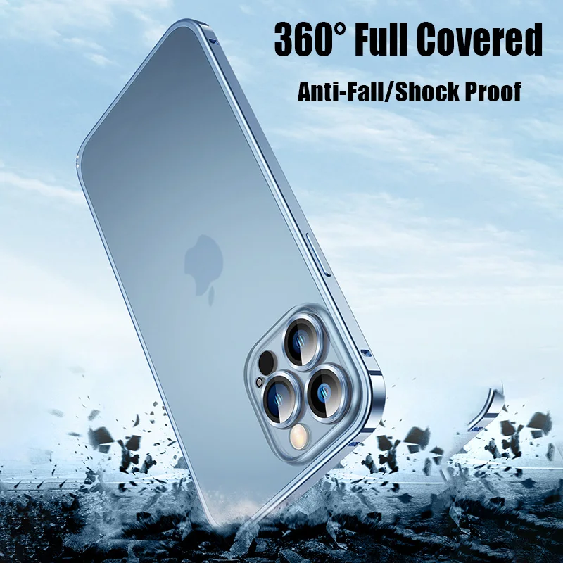 Aluminum Alloy Metal Frame Frosted PC Back Case For iPhone 15 14 13 12 Pro Max Mini with Magnetic Ring Wireless Charger Support