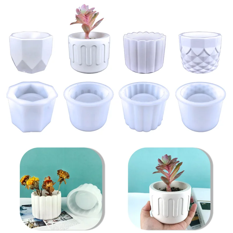 

Geometric Concrete Flowerpot Silicone Mold Jewelry Storage Box Production Home Gardening Decorative Flowerpot Drip Resin Mold