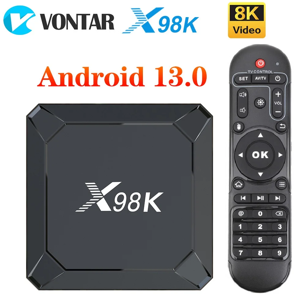 

X98K TV Box Android 13 with Rockchip RK3528 Quad Core Cortex A53 Support 8K Video 4K@60fps H.265 Wifi6 Set Top Box X98 2G16G 4G3