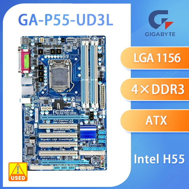 LGA 1156 Motherboard GA-P55-UD3L for GIGABYTE Computer DDR3 ATX 16GB Intel  P55 Desktop Mainboard USB2.0 SATA III PCI-E X16 Used - AliExpress