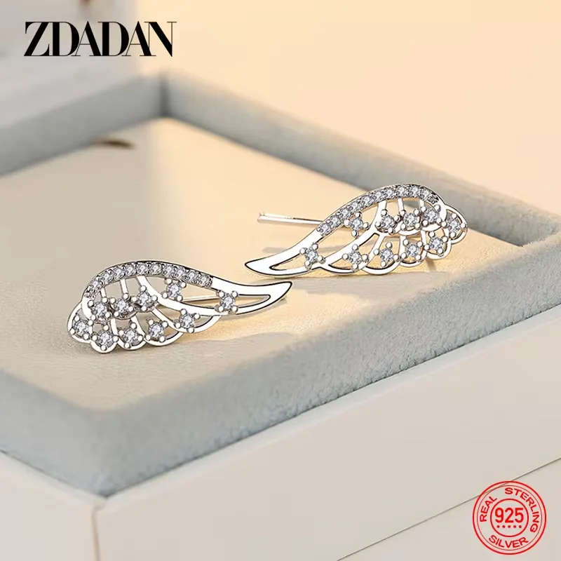 ZDADAN Hohle Engelsflügel-Ohrringe aus 925er-Sterlingsilber für Damen, Modeschmuck, Geschenk – Detail 1