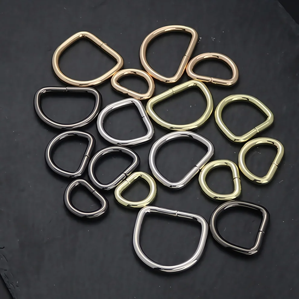10pcs Metal D Ring Adjustable Half Rings Clasp Buckle for Belt Bags Backpacks Straps Shoes Cat Dog Collar DIY Bag Accessories
