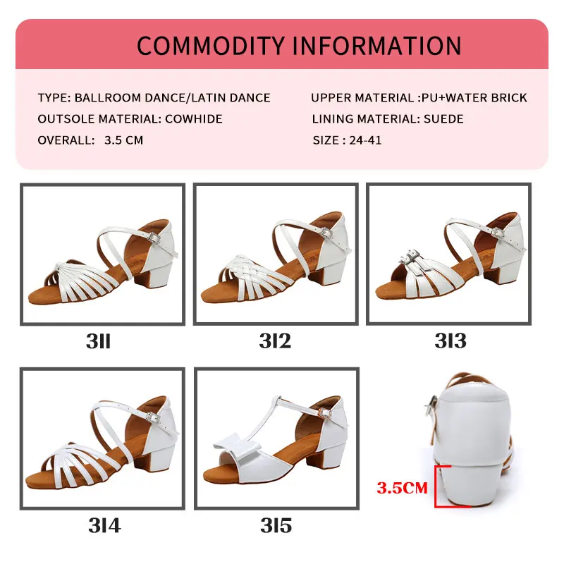 Diplip Girl's Dance Shoes Low Heel Latin Dance Shoes Ballroom Dancing Shoes Professional Tango Sandals Dance Shoes Latin Woman