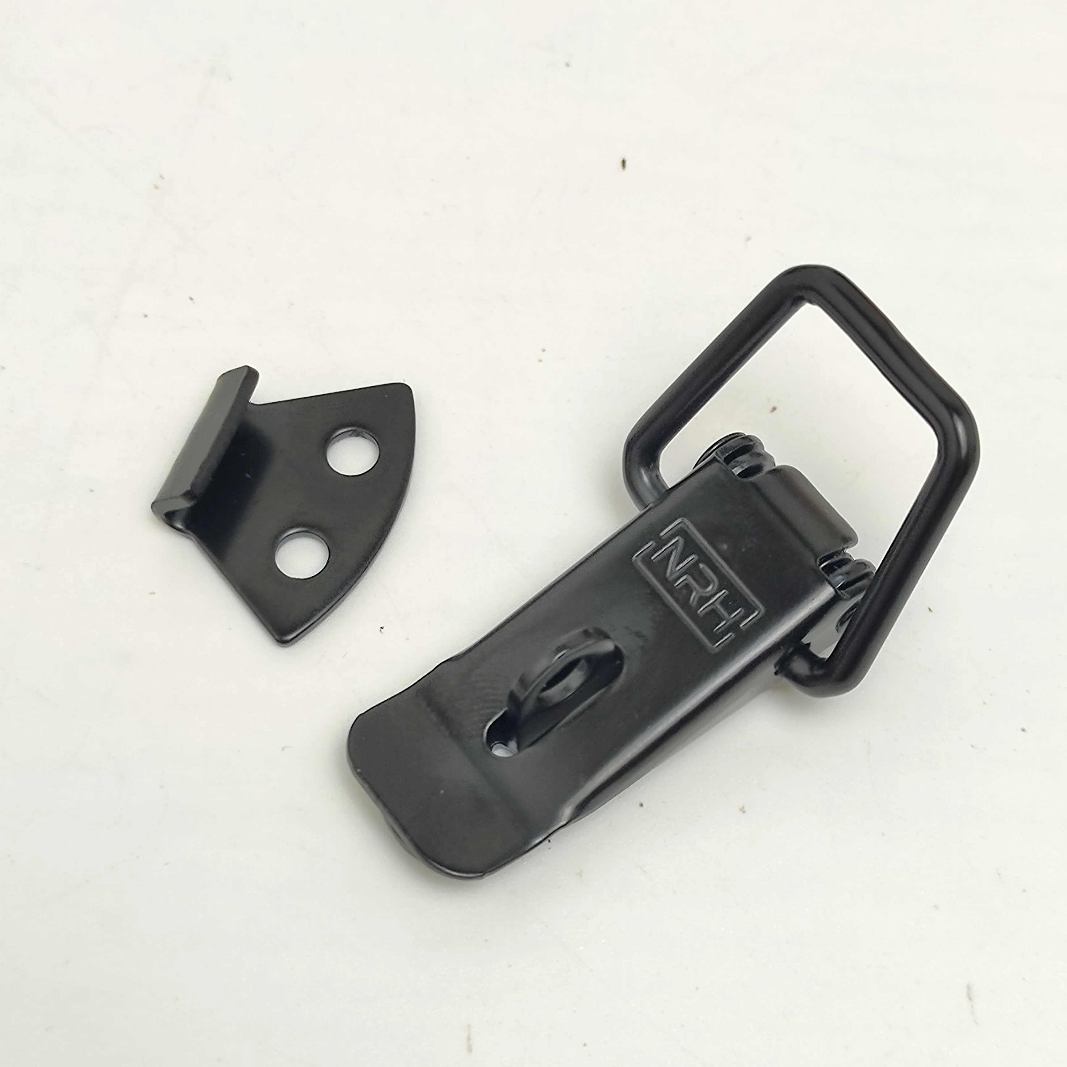 1pc Black Hasp Length Door Lock Buckle Lock Car Bumper Box Nose Cabinet Fixed Toolbox Case Metal Spring Toggle Latch Catch