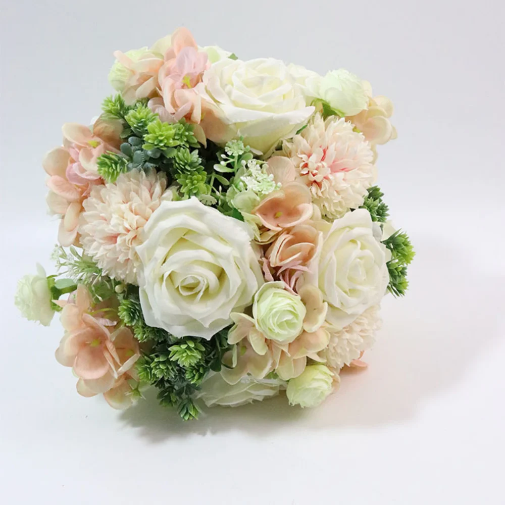 Handmade Silk Rose Wedding Bouquets Fake Flowers Holder Bridal Bridesmaid Accessories,artificial rose flowers,wedding flower decoration,wedding bouquets