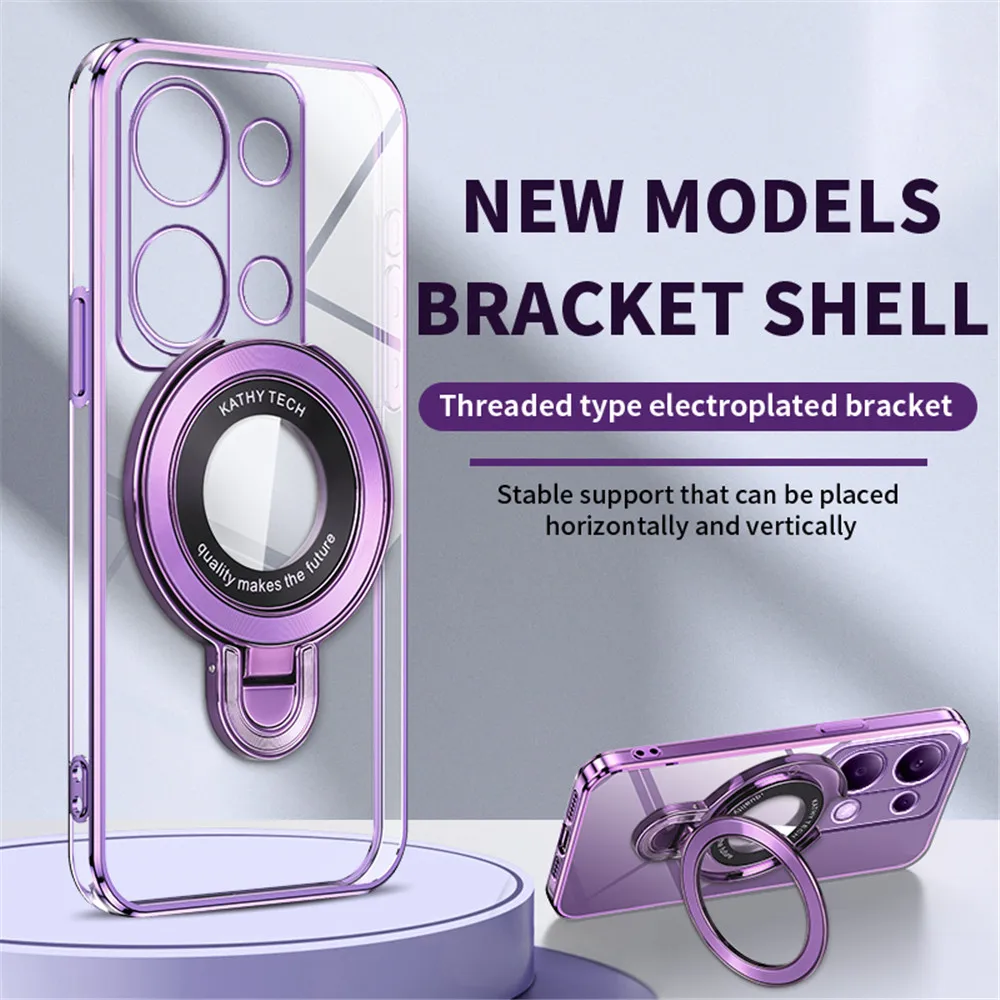 Luxury Transparent Plating Magnetic Case with Silicone Stand