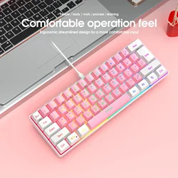 Compact Ergonomic Pink Backlit 61 - Key Gaming Keyboard (V700WF)