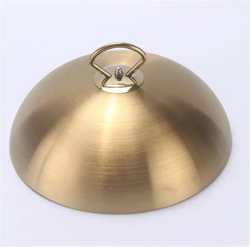 Stainless steel plate cover round steak lid western style food no magnet pan lid heightening Korean barbecue BBQ pot cover gold