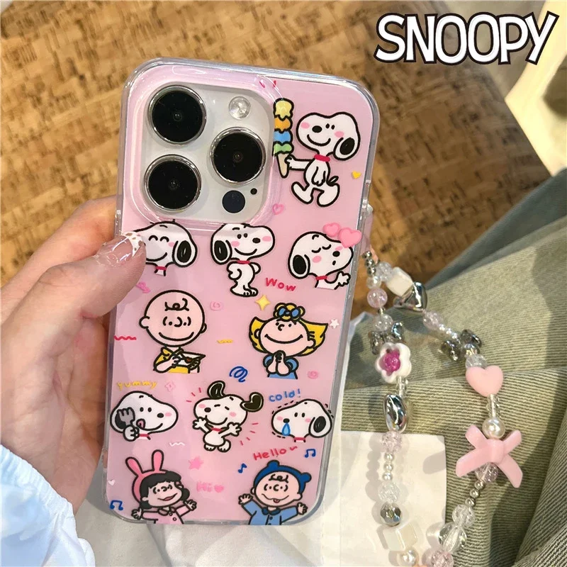Custodia Per Telefono Snoopy Per Iphone Per Iphone 15Promax 14 13 12 11 Pro Max Anime Cover Antiurto Anti-Caduta Carina Per Iphone Back Shell