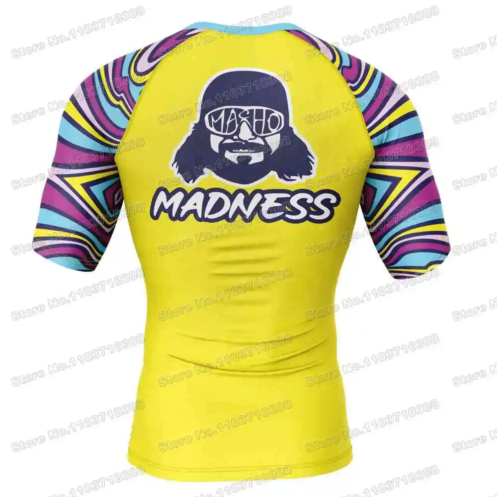 Macho Randy Savage Anime Rash Guards Surfing Jersey Beach Shirts Swimwear Diving Gym Shorts MMA BJJ Men Jiu Jitsu Fitness Sets