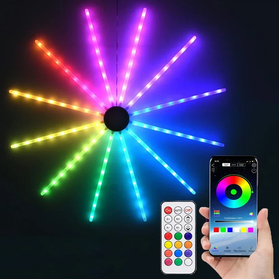 Smart RGB Firework Light App Control RGB LED Starburst Light Fairy Fireworks Garland Light Music Sync for Party Holiday Decor
