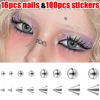 Stainless Steel Fake Nose Ring Sticker Non Piercied Lip Nails Ear Stud for Women Men Pack Fake Eyebrow Lip Piercing Body Jewelry 1