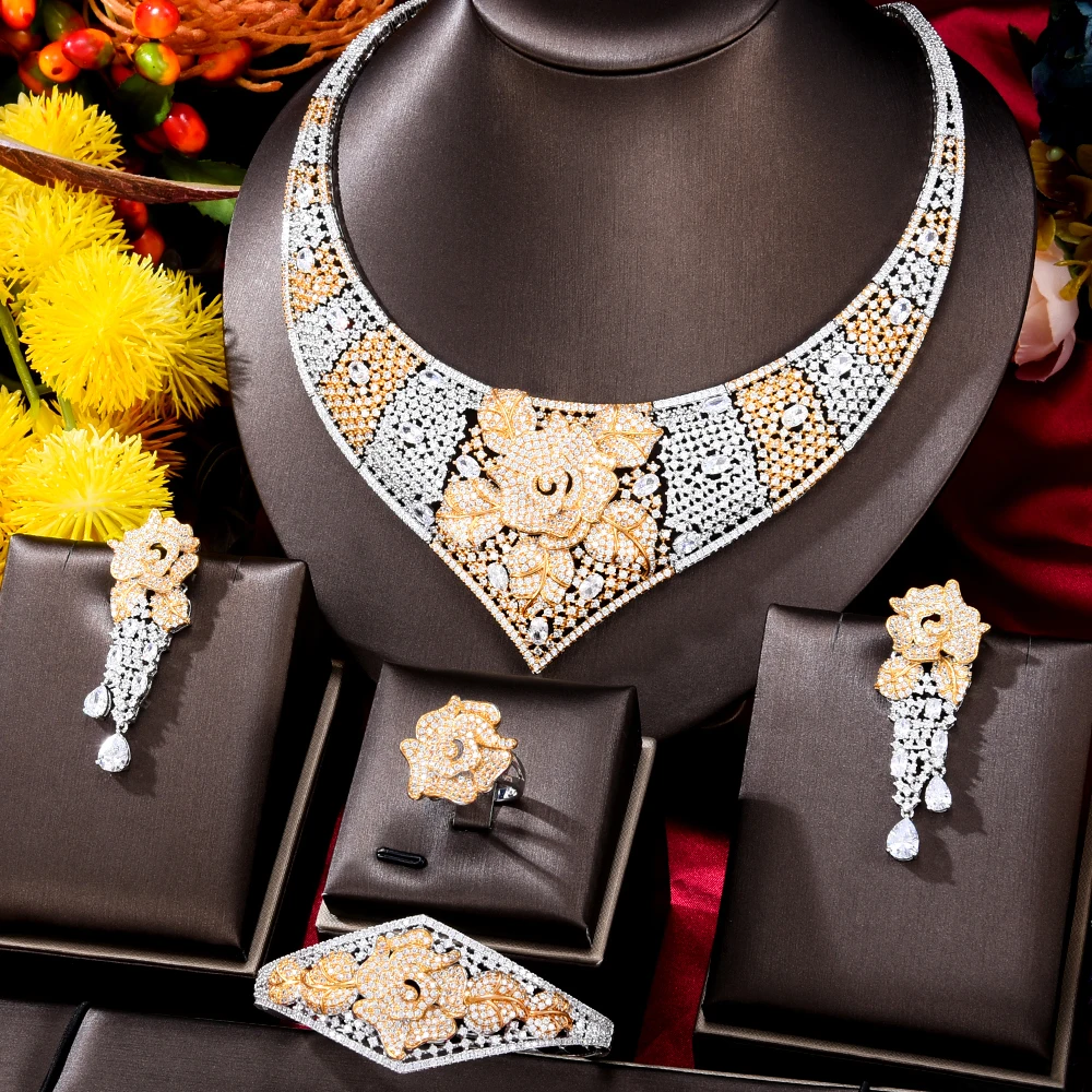 

Soramoore Noble Super Luxury Gorgeous African 4pcs Bridal Zircon CZ Jewelry Sets For Women Wedding Dubai Nigeria Party Jewelry