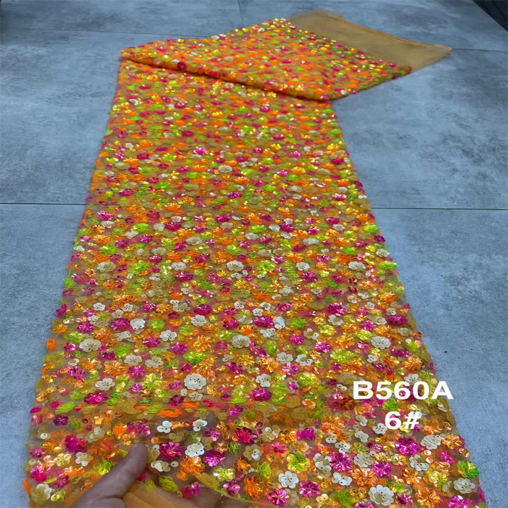 

New Lace Fabric 2023 High Quality Colorful African Sequins lace Fabrics Luxury Sewing Fabric For Women Dress Sewing sf-0160
