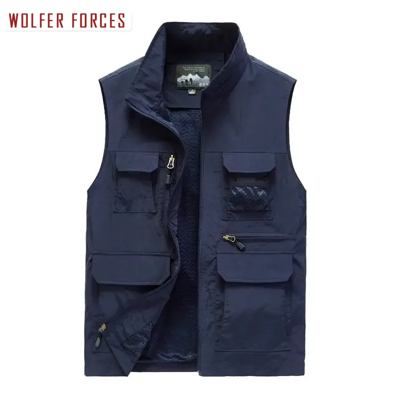 

Windbreaker Vests of Men Man Vest Jacket Camping Motorcyclist Vest Outdoor Designer Tools Pocket Unloading Custom Luxury Mesh