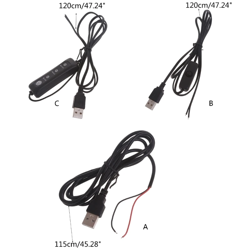 1PC 5V USB Extension Cable with USB 2.0 A Male Plug and 2 Pin 2 Wire Cable Connector DIY for 5V