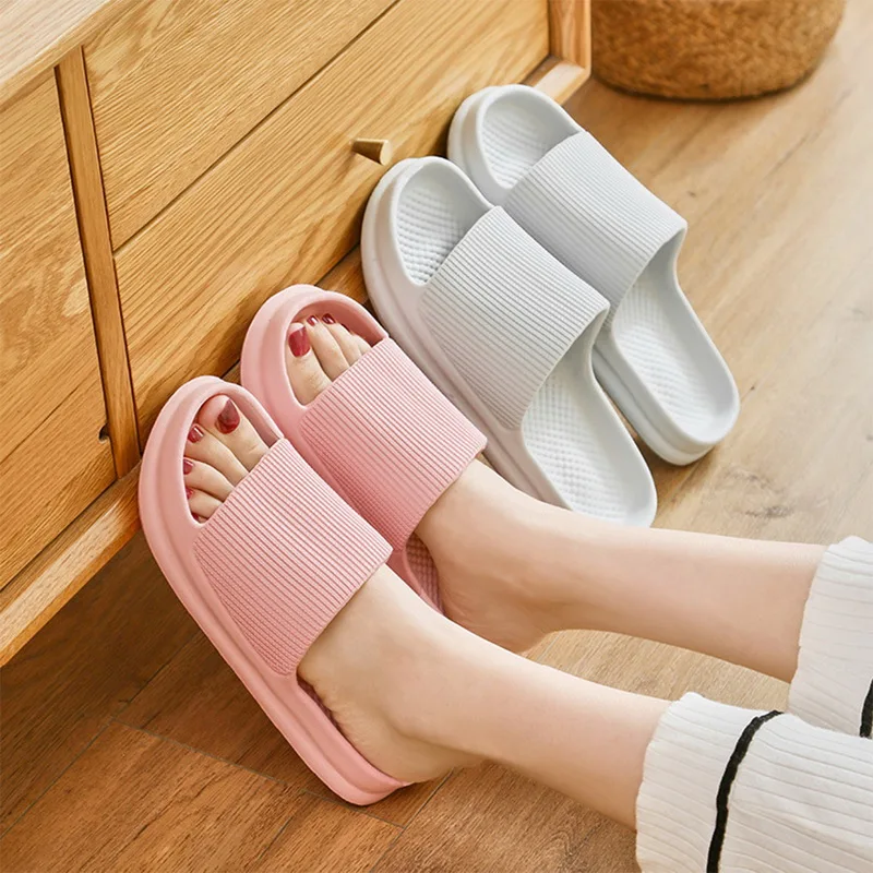 2 Pairs Women Thick Platform Slippers Beach Eva Soft Sole Slide Sandals Leisure Men Ladies Indoor Bathroom Anti-slip Shoes |