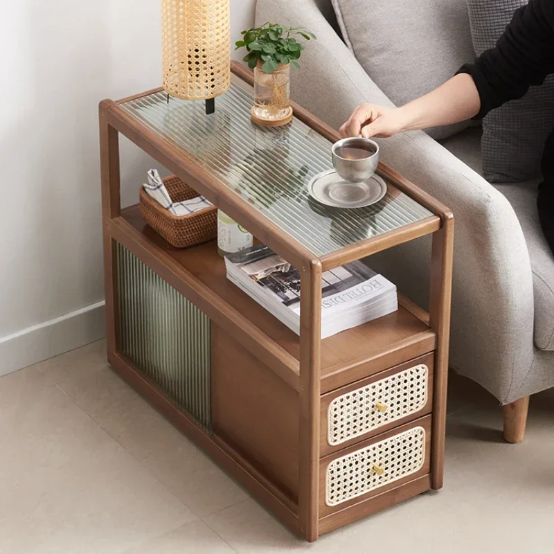 

Side Cabinet Side Cabinet Bedside Small Light Luxury Corner Glass-Side Table Movable Coffee Table Small Table