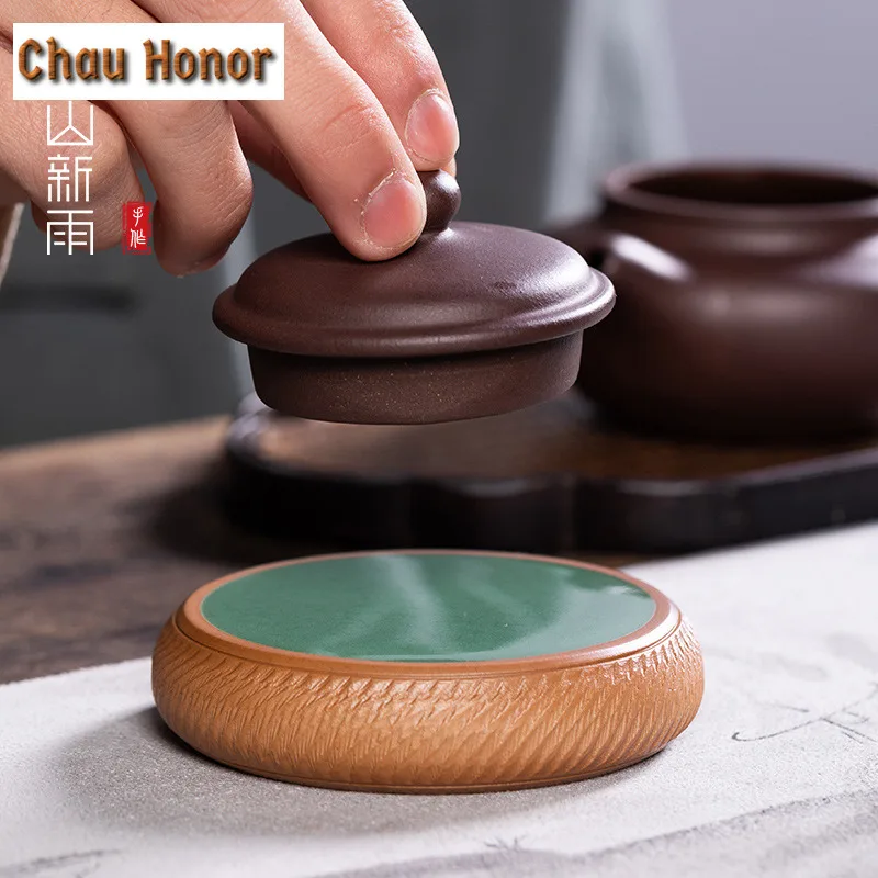 Longquan Celadon Knife Jumping Coasters Retro Hot Pad for Coffee Cups Saucer Heat Insulation Placemats Teacup Base Tea Ceremony