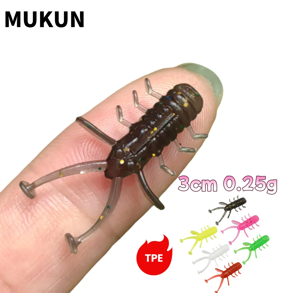MUKUN 30mm Micro Worm Weicher Angelköder TPE Schwimmender Silikon-Kunststoff-Swimbait-Softbait zum Fangen von Pferdenmakrelen 20 Stück/Beutel