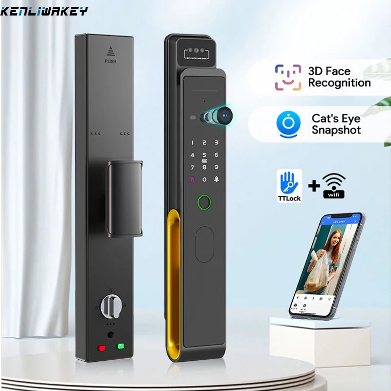 

3D Face Recognition Ttlock WiFi Smart Fingerprint Lock with Camera Voice Intercom Digital Door Lock Automatic Electronic Locks