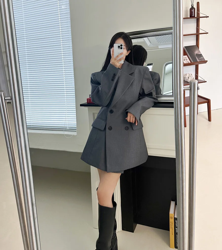 Autumn New Elegant Blazer Coats for Women Long Sleeve Office Lady Korean Fashion Casual Loose Street Trends Solid Blazers Jacket
